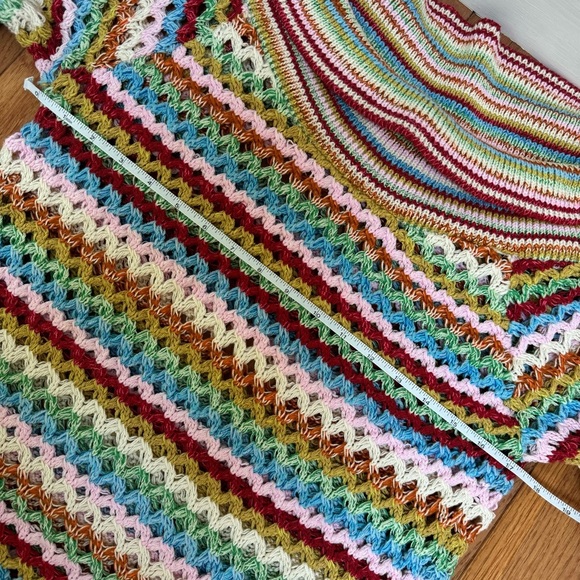 Boston Proper Crochet Sweater Rainbow Stripe Size Medium - Picture 4 of 8